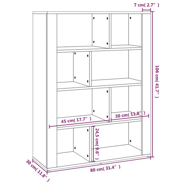 The Living Store Dressoir Modern - Bijzetkast - 80 x 30 x 106 cm - Gerookt Eiken