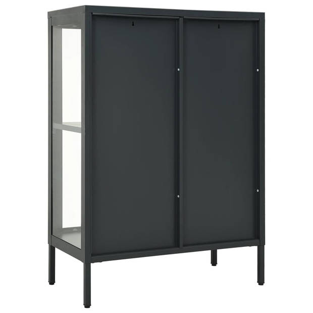 The Living Store Dressoir - Staal - Antraciet -75 x 35 x 105 cm - Verstelbaar schap en poten