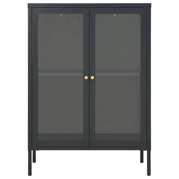 The Living Store Dressoir - Staal - Antraciet -75 x 35 x 105 cm - Verstelbaar schap en poten