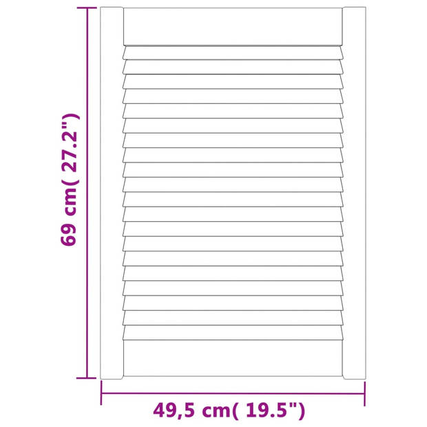 vidaXL Kastdeuren met lamellen 4 st 69x49,4 cm massief grenenhout