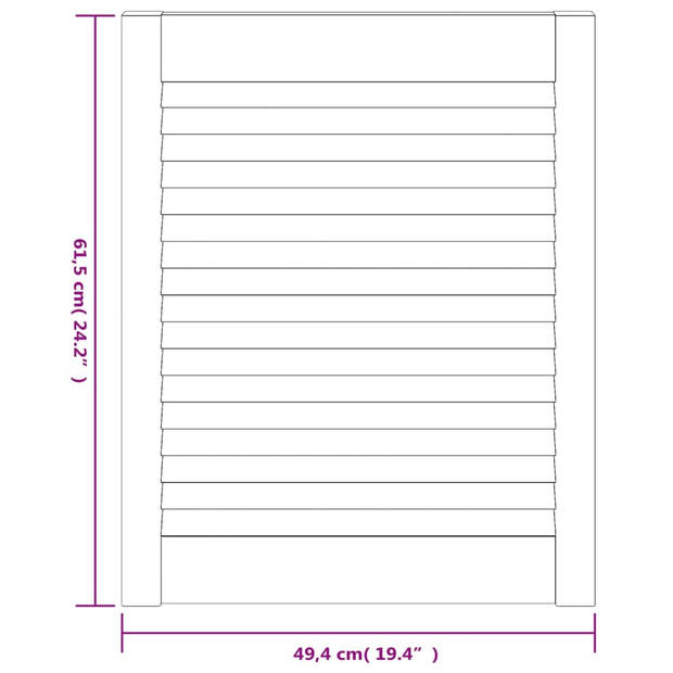 vidaXL Kastdeuren met lamellen 4 st 61,5x49,4 cm massief grenenhout