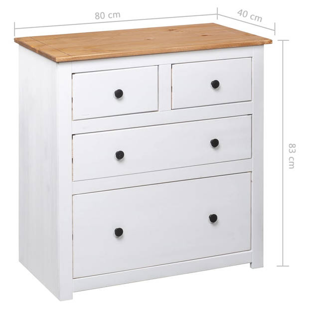 vidaXL Dressoir Panama Range 80x40x83 cm grenenhout wit