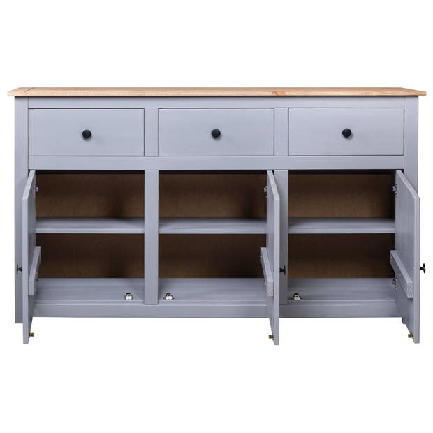 The Living Store Dressoir Grenenhout - Grijs en Natuurlijke houtkleur - 135x40x80cm - 3 lades en 3 deuren