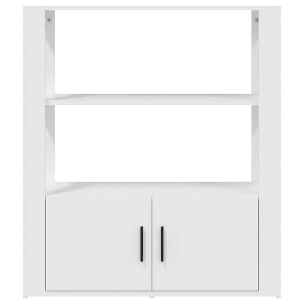 The Living Store Dressoir - - Bijzetkast - 80 x 30 x 90 cm - Wit - Bewerkt hout