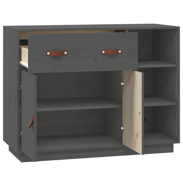 vidaXL Dressoir 98,5x40x75 cm massief grenenhout grijs