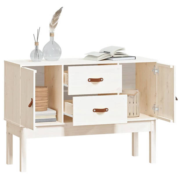 The Living Store Dressoir Grenenhout - Wit - 110 x 40 x 78 cm - Stevig blad