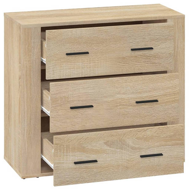 The Living Store Dressoir Sonoma Eiken - 80x33x70 cm - Hoge Kwaliteit en Ruime Opbergruimte