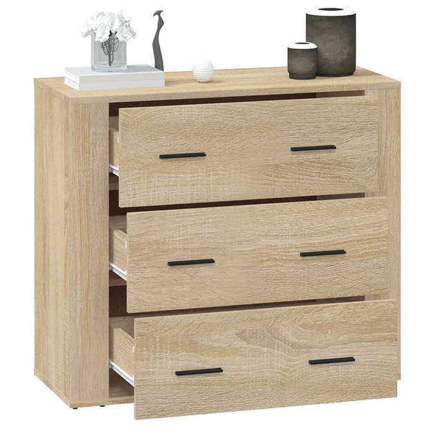 The Living Store Dressoir Sonoma Eiken - 80x33x70 cm - Hoge Kwaliteit en Ruime Opbergruimte