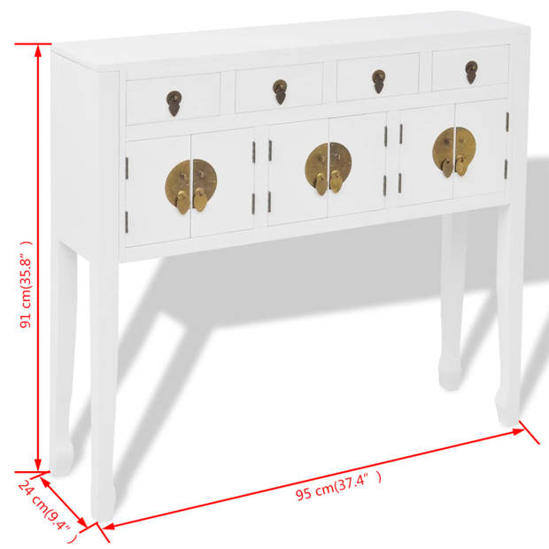 vidaXL Dressoir Chinese stijl massief hout wit