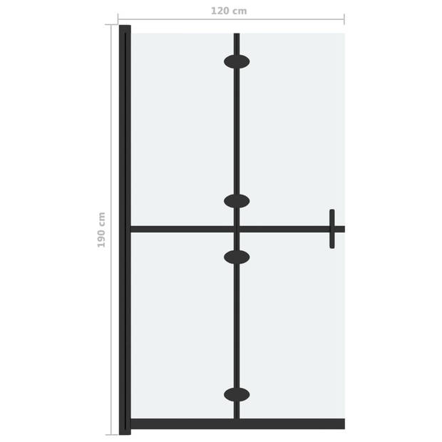 vidaXL Inloopdouchewand inklapbaar 120x190 cm ESG-glas mat