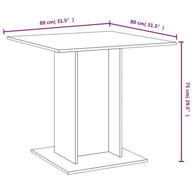 The Living Store Eettafel Gerookt Eiken - 80 x 80 x 75 cm - Duurzaam Hout