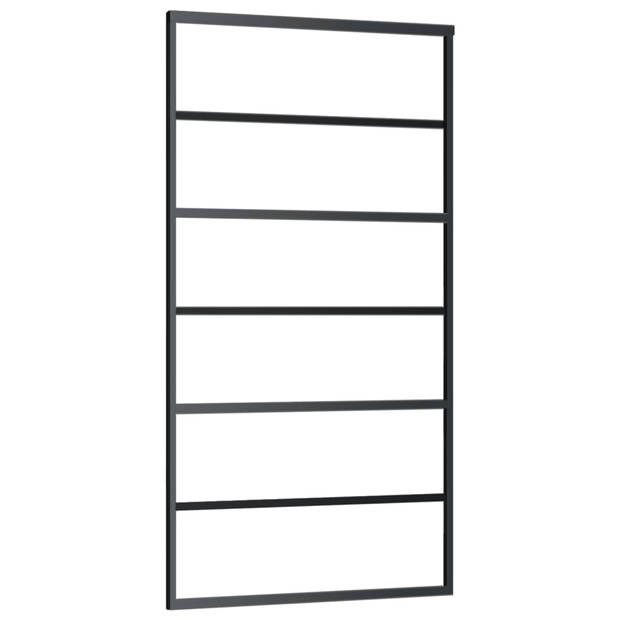 The Living Store Schuifdeur Transparant ESG-Glas met Aluminium Frame - 102 x 205 cm - Geruisloos - Incl -