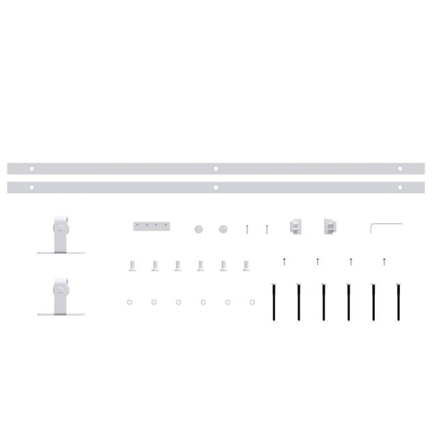 vidaXL Ophangset voor minischuifdeur 183 cm koolstofstaal wit