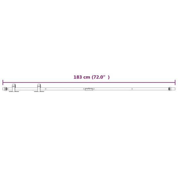 vidaXL Ophangset voor minischuifdeur 183 cm koolstofstaal wit