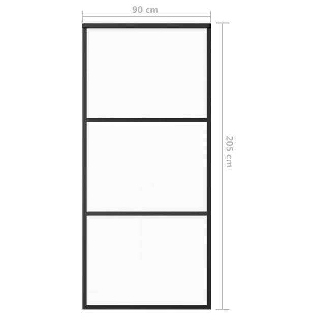 vidaXL Schuifdeur met beslag 90x205 cm aluminium en ESG-glas