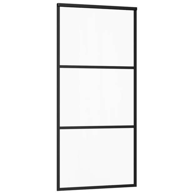 vidaXL Schuifdeur met beslag 90x205 cm aluminium en ESG-glas