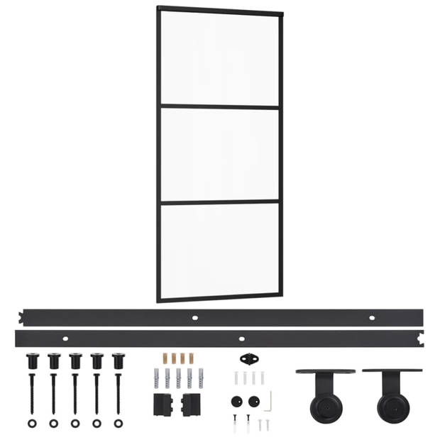 vidaXL Schuifdeur met beslag 90x205 cm aluminium en ESG-glas