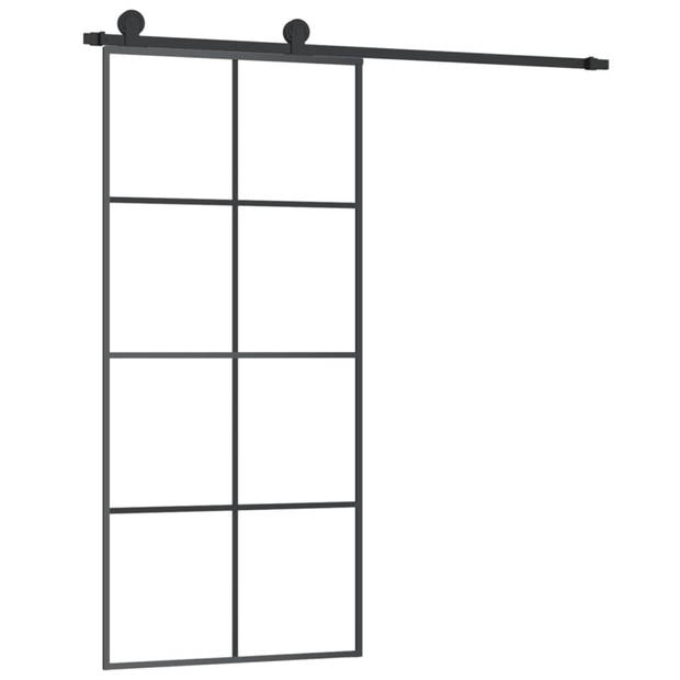 vidaXL Schuifdeur met beslag 90x205 cm ESG-glas en aluminium