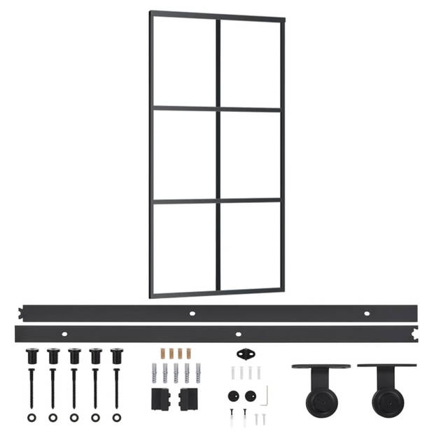 vidaXL Schuifdeur met beslag 102x205 cm aluminium en ESG-glas