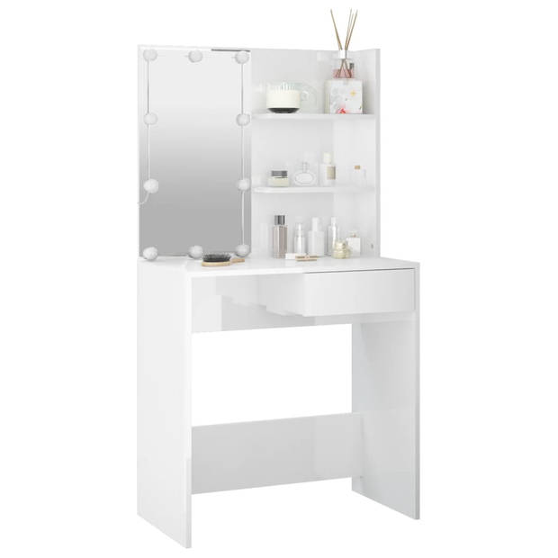 vidaXL Kaptafel met LED-verlichting 74,5x40x141 cm hoogglans wit