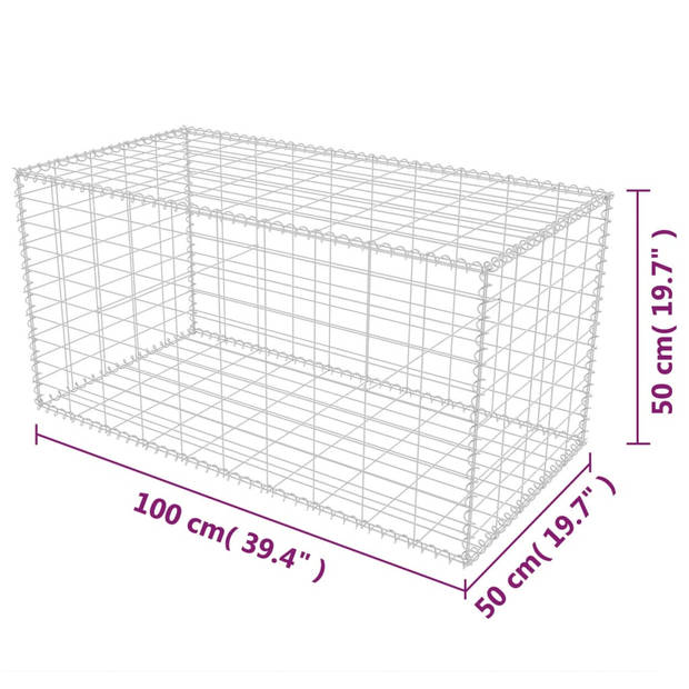 vidaXL Gabion mand 100x50x50 cm gegalvaniseerd staal