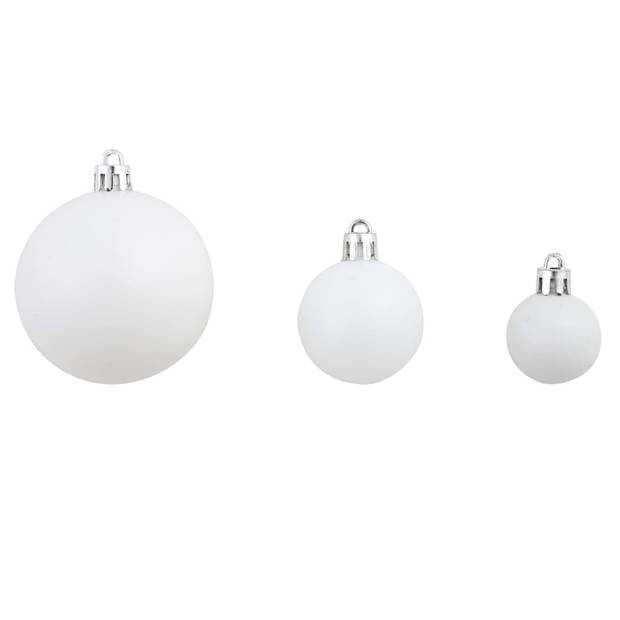 vidaXL 100-delige Kerstballenset 3/4/6 cm wit/grijs