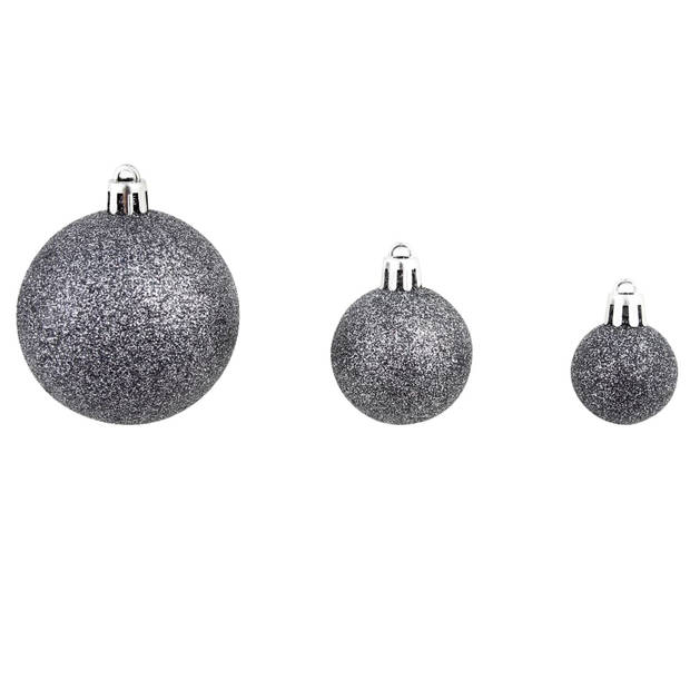 vidaXL 100-delige Kerstballenset 3/4/6 cm wit/grijs