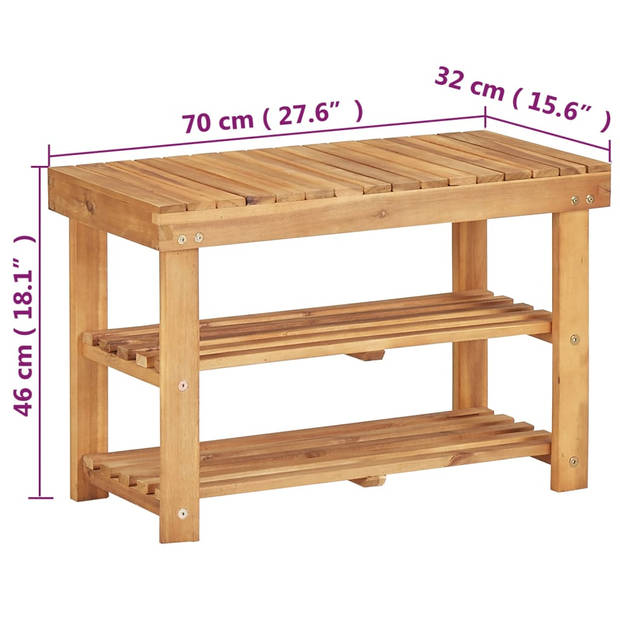 vidaXL Schoenenrek 70x32x46 cm massief acaciahout