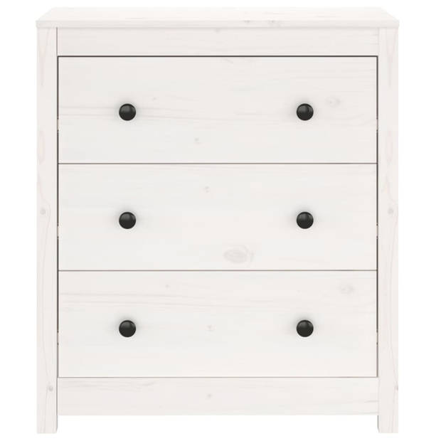 The Living Store Dressoir Grenenhout - Wit - 70 x 35 x 80 cm - Opbergruimte - Stevig blad