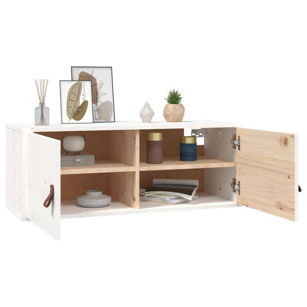 The Living Store Wandkast - Grenenhout - 80 x 30 x 30 cm - Wit