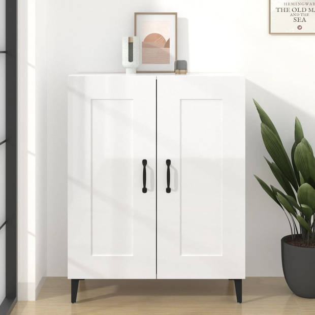 The Living Store Dressoir - Hoogglans Wit - 69.5 x 34 x 90 cm - Stevig materiaal