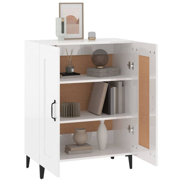 The Living Store Dressoir - Hoogglans Wit - 69.5 x 34 x 90 cm - Stevig materiaal