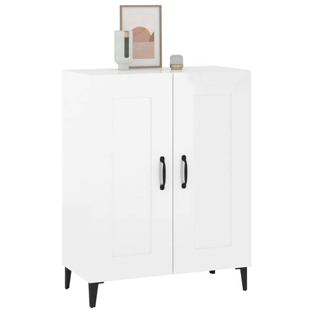 The Living Store Dressoir - Hoogglans Wit - 69.5 x 34 x 90 cm - Stevig materiaal