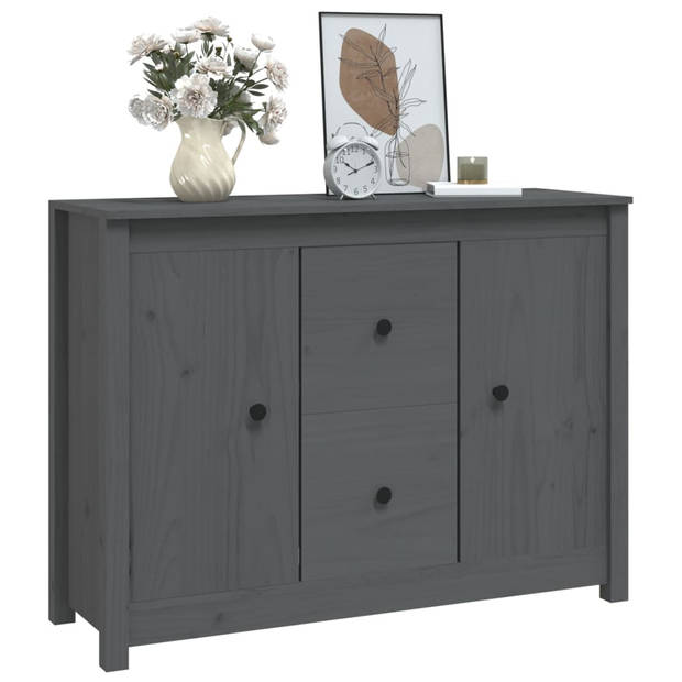 The Living Store Dressoir - Grijs - 100 x 35 x 74 cm - Massief Grenenhout