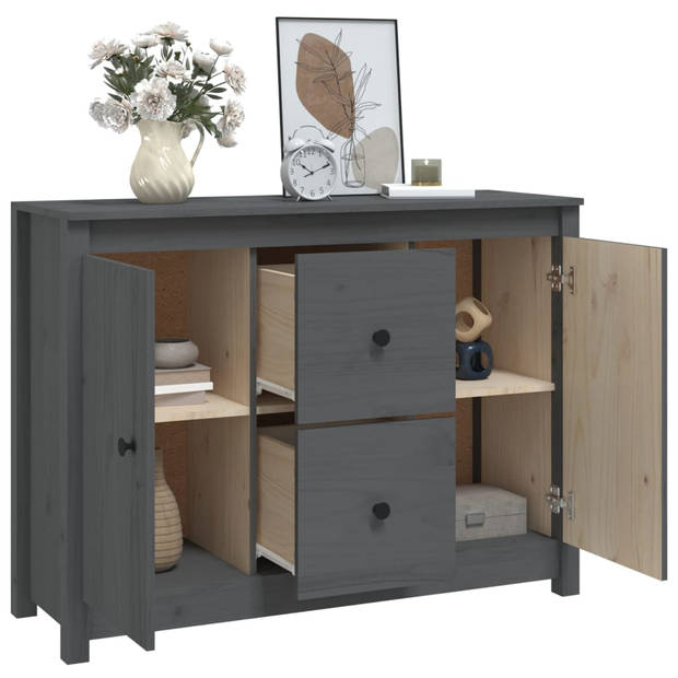 The Living Store Dressoir - Grijs - 100 x 35 x 74 cm - Massief Grenenhout