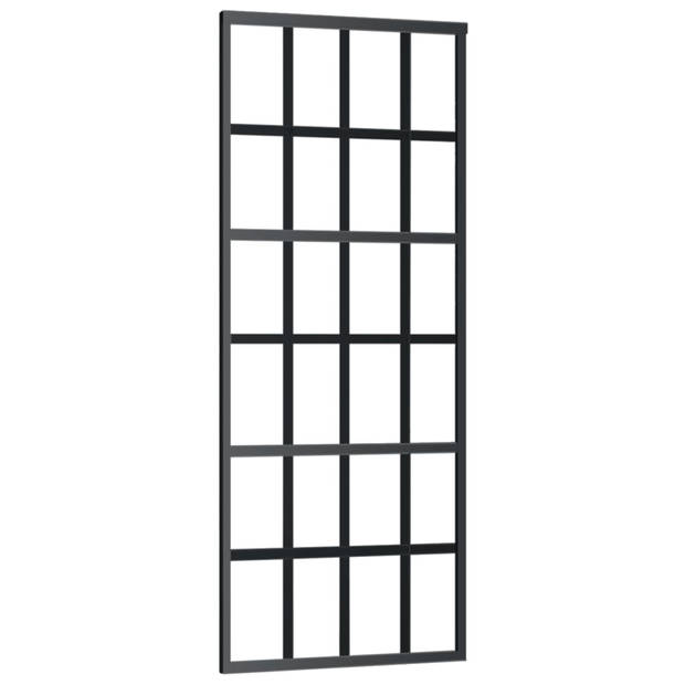 vidaXL Schuifdeur 76x205 cm ESG-glas en aluminium zwart