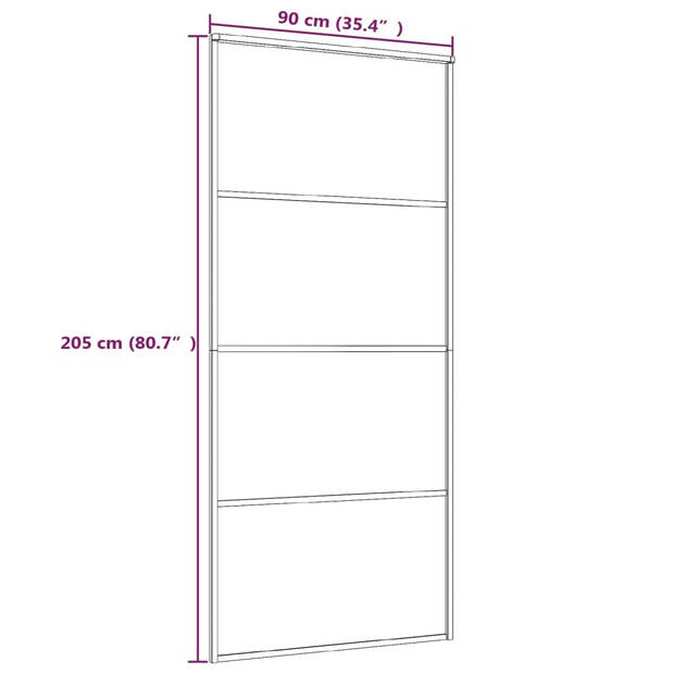 vidaXL Schuifdeur 90x205 cm mat ESG-glas en aluminium wit