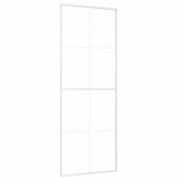 vidaXL Schuifdeur 76x205 cm ESG-glas en aluminium wit