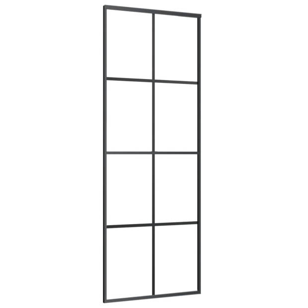 vidaXL Schuifdeur 76x205 cm aluminium en ESG-glas zwart