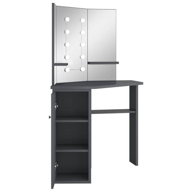 The Living Store Kaptafel Modern Grijs - 111x54x141.5 cm - MDF - Met USB-aansluiting