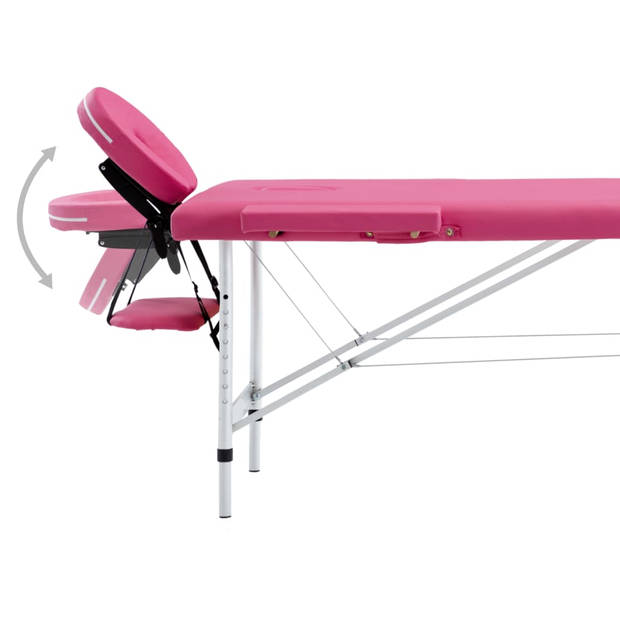 vidaXL Massagetafel inklapbaar 2 zones aluminum roze