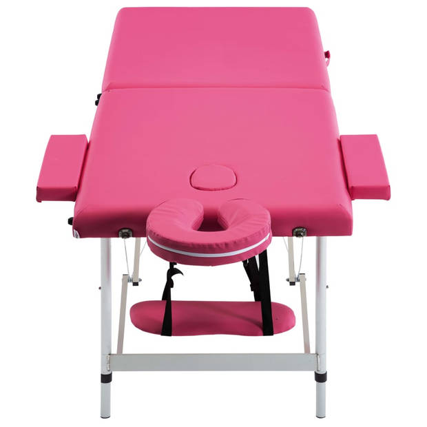 vidaXL Massagetafel inklapbaar 2 zones aluminum roze