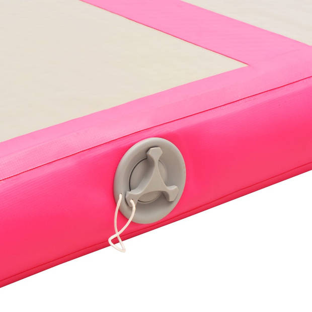 vidaXL Gymnastiekmat met pomp opblaasbaar 400x100x10 cm PVC roze