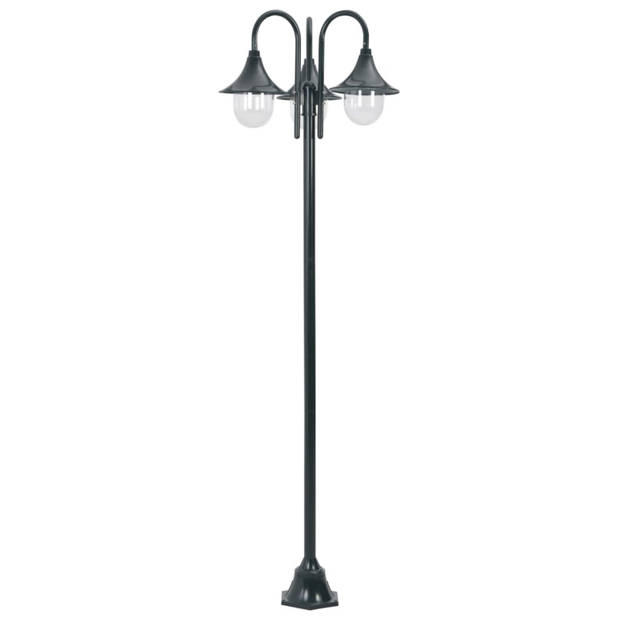 vidaXL Paalverlichting tuin E27 220 cm aluminium donkergroen 3-delig