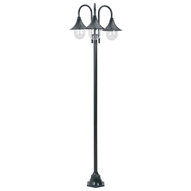 vidaXL Paalverlichting tuin E27 220 cm aluminium donkergroen 3-delig