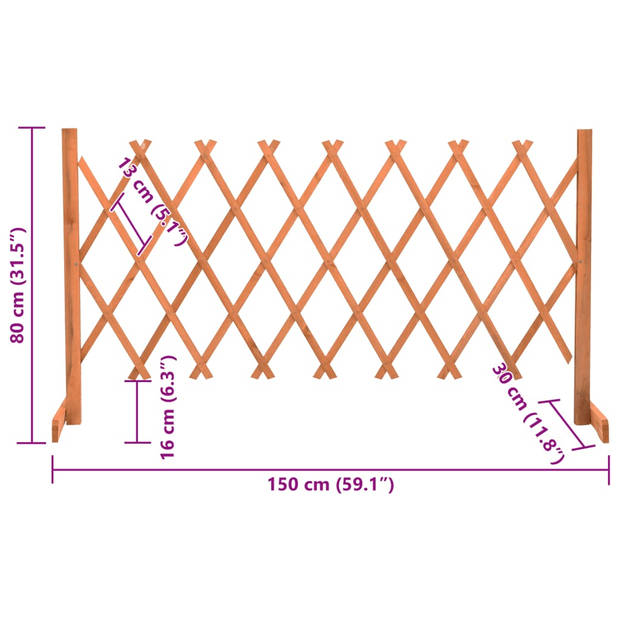 vidaXL Tuinlatwerk 150x80 cm massief vurenhout oranje