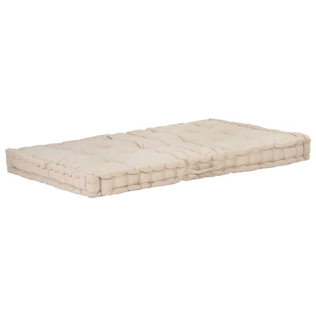 vidaXL Palletvloerkussen 120x80x10 cm katoen beige