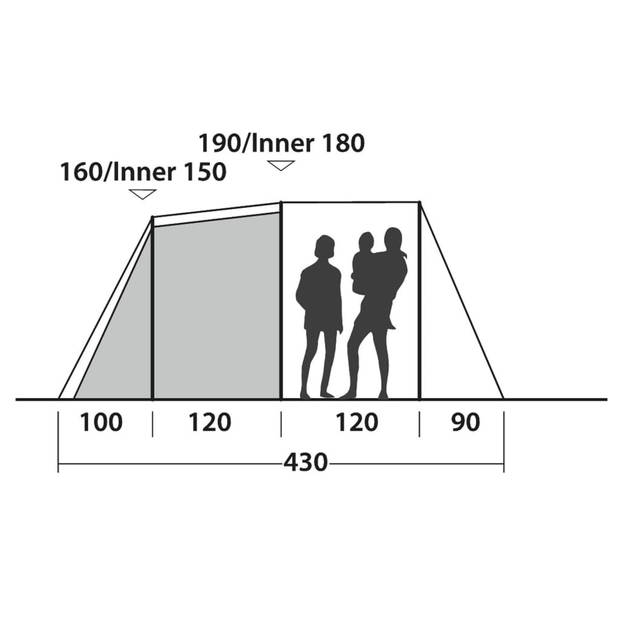 Easy Camp Tunneltent 4-persoons Huntsville 400 groen en crèmekleurig