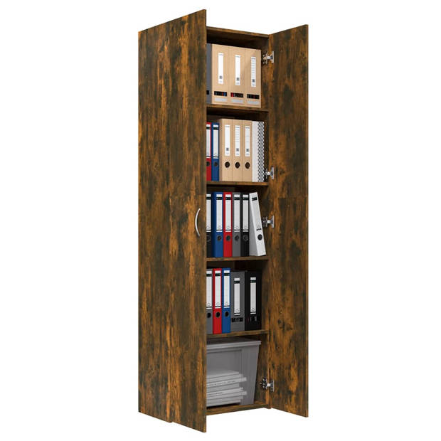 The Living Store Kantoorkast - Archiefkast - 60 x 32 x 190 cm - Gerookt eiken