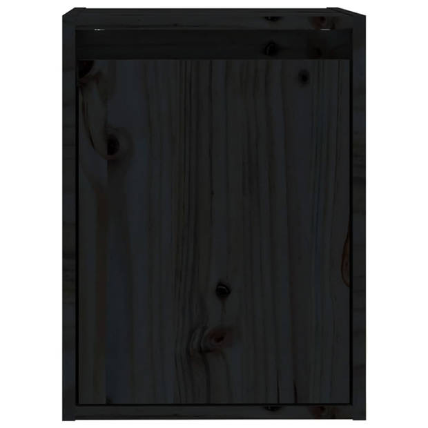 vidaXL Wandkasten 2 st 30x30x40 cm massief grenenhout zwart